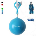 Disposable rain poncho ball with hook